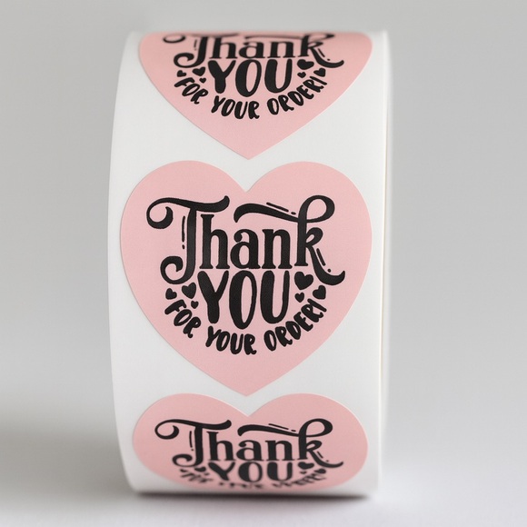 Thank You for your order stickers | 100| stickers heart stickers packaging  2” - Picture 1 of 1